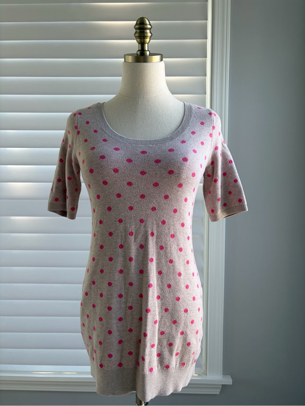 Motherhood Maternity Pink Polka Dot Short Sleeve Sweater Top XS